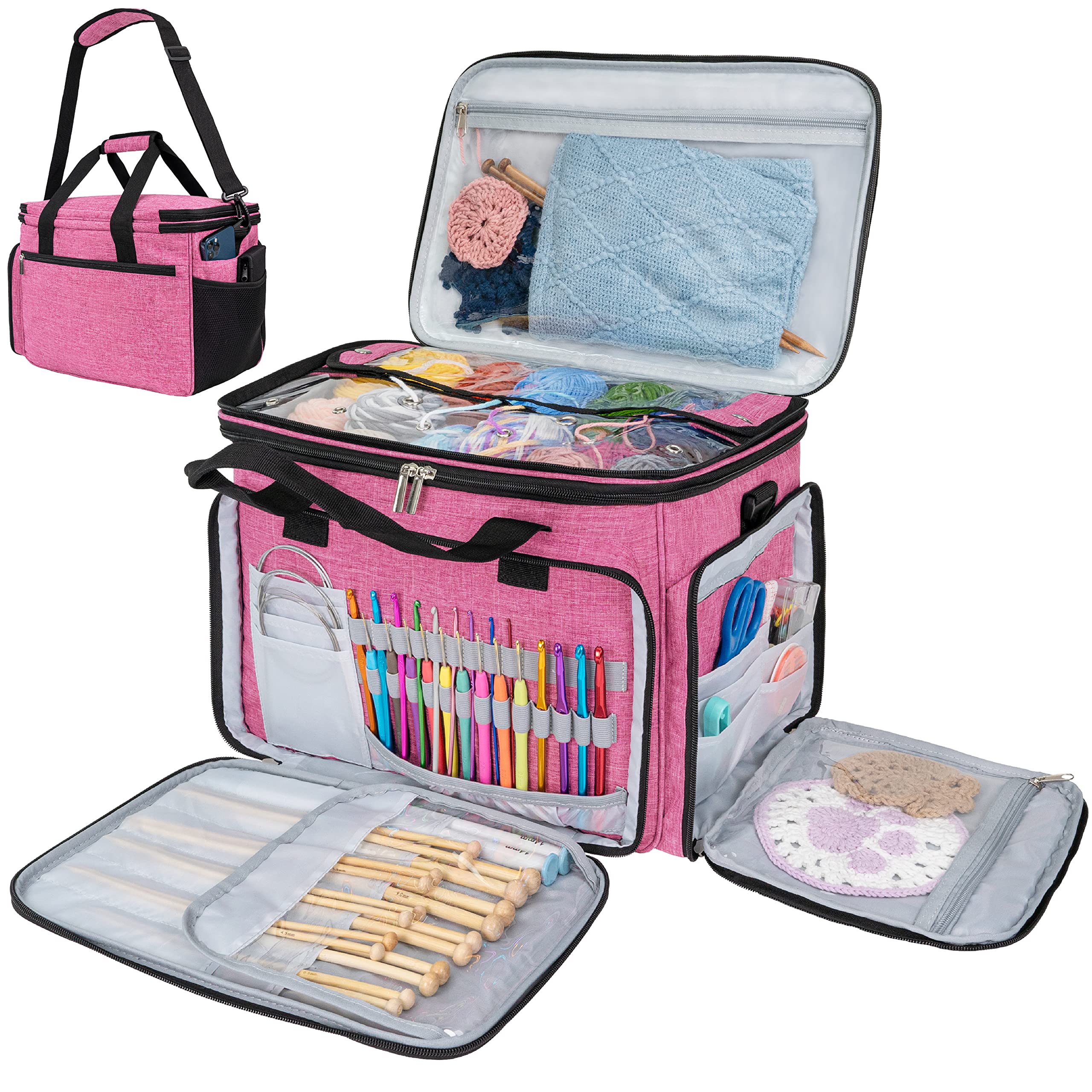 Amazon.com: PAVILIA Knitting Bag Yarn Storage Tote - Large Crochet